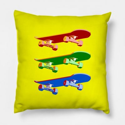 Three Skateboards Throw Pillow Official Skateboard Merch