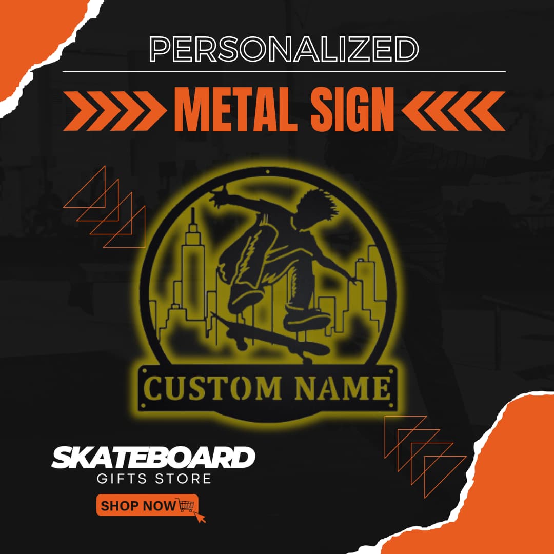 Skateboard Gifts Store Personalized Metal Sign Collection