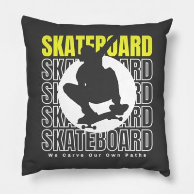 Skateboard We Carve Our Own Path Yellow Graphic De Throw Pillow Official Skateboard Merch