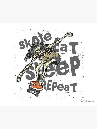 Skate Eat Sleep Repeat Skeleton Skateboard Tapestry Official Skateboard Merch