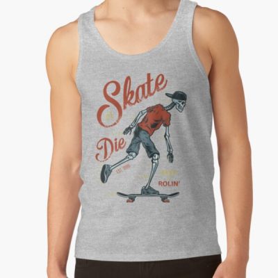 Retro Skull Skateboarder Skate Or Die Est. 1986 Keep On Rolin' Tank Top Official Skateboard Merch