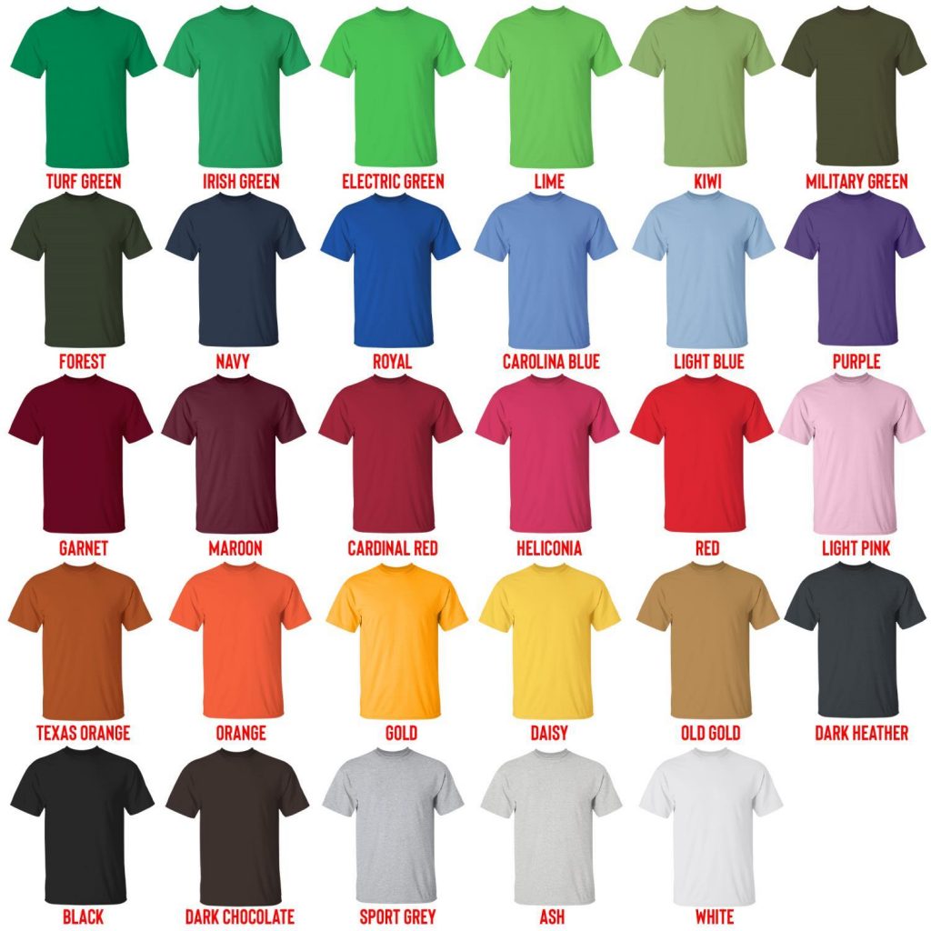 t shirt color chart - Skateboard Gifts Store