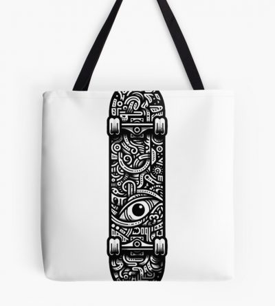 Intricate Tribal Design On Skateboard Tote Bag Official Skateboard Merch