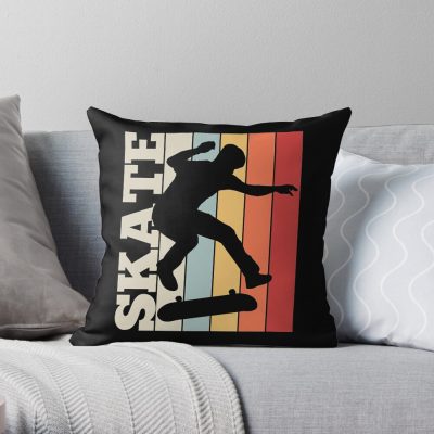 Skate Skateboard Skateboarding Retro Throw Pillow Official Skateboard Merch