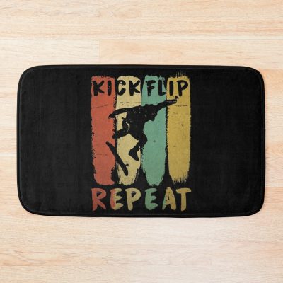 Kick Flip Repeat, Skateboard Shirt, Skateboarder Gift, Skate Party, Skateboard, Skate Art, Skateboard Art, Skater, Skate, Skateboard Tshirt Bath Mat Official Skateboard Merch