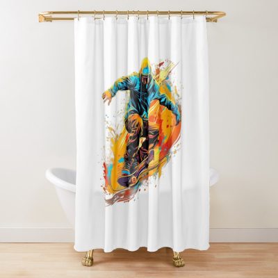 Skateboard Runner Shower Curtain Official Skateboard Merch