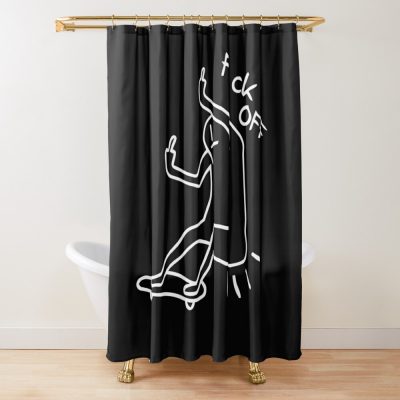 Fuck Off Skateboard Shower Curtain Official Skateboard Merch