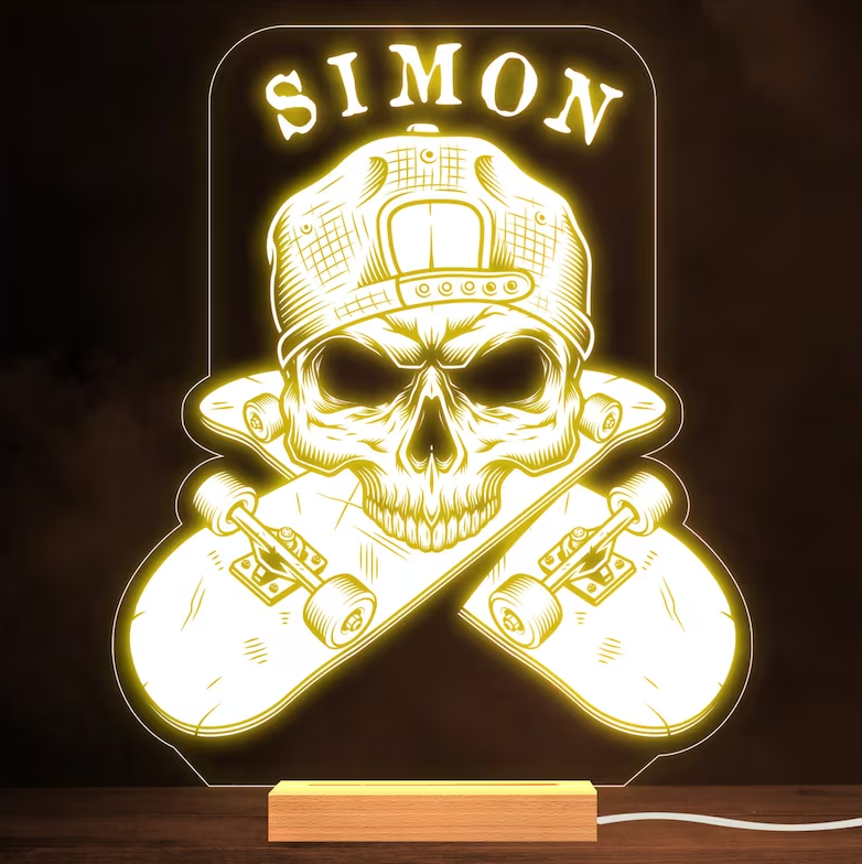 Gothic Style Personalized Skateboard Night Light