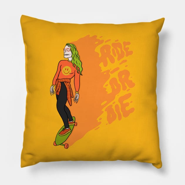 Skateboard Ride Or Die Throw Pillow