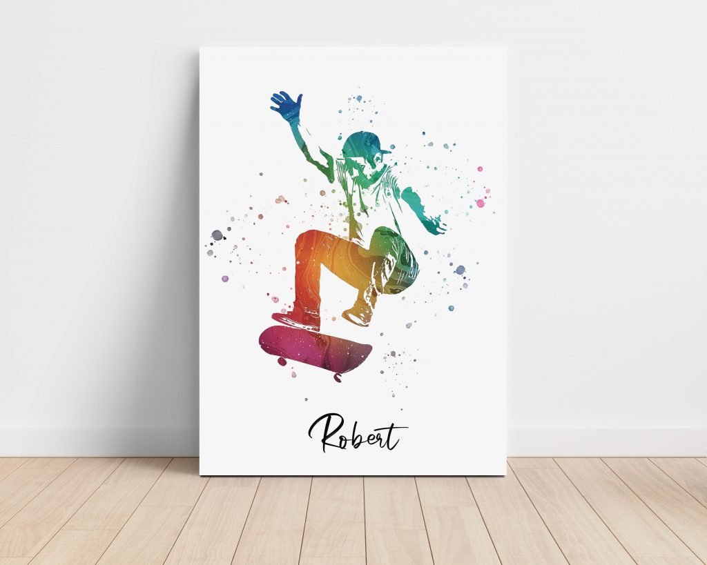 Teenager Boy Skateboard Personalized Wall Art